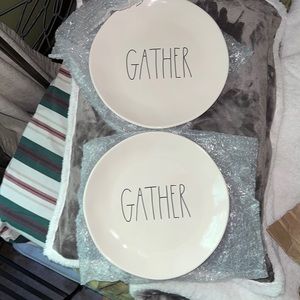 Rae Dunn 11inch dinner plates GATHER 2 ! 🦃🎃🍁brand new!